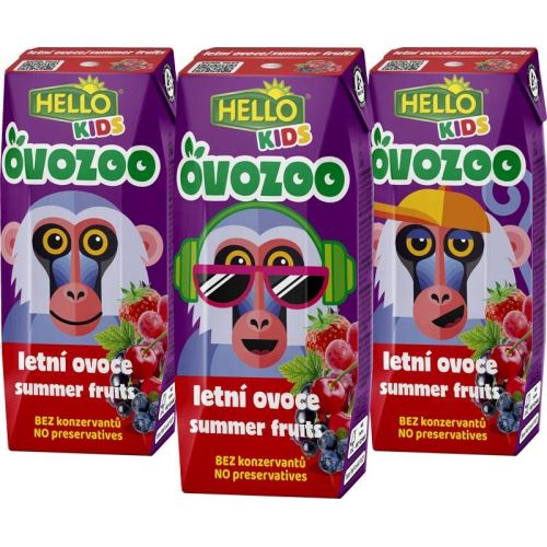 Hello OVO ZOO letní ovoce 0,25 l krabička