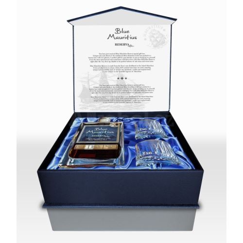 Rum Blue Mauritius Reserva 40%  0,7l + 2x sklo krabička