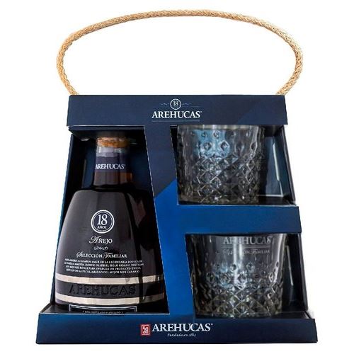 Rum Arehucas 40% 18let + 2x sklo Španělsko
