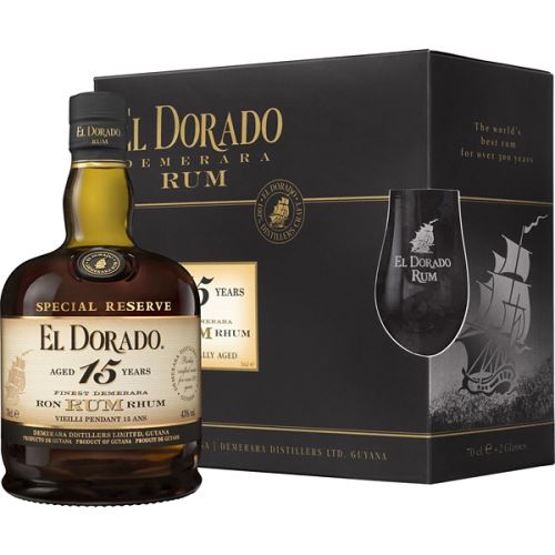Rum El Dorado 15let 43% 0,7 l + 2x sklo Guyana