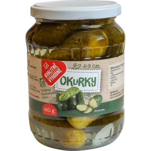 Sterilované Okurky 6-9cm 660g sklo KV