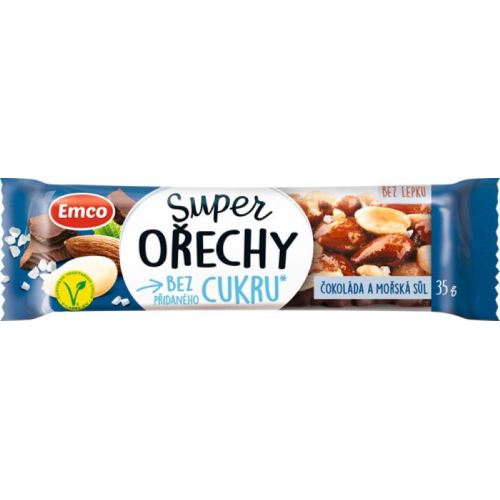 Tyčinka Emco Ořechy čoko-sůl bez cukru 35g
