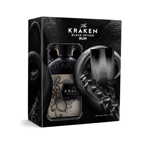 Rum Kraken black spiced 40% 1 l + sklo krabička  Trinidad a Tobago