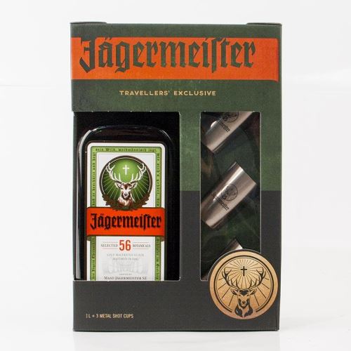 Likér Jagermeister 35% 1 l  + 3x kalíšky