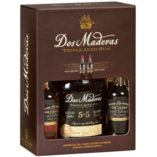 Rum Dos Maderas 5+5 40% 0,7 l +2x 0,1l cherry krabička Barbados