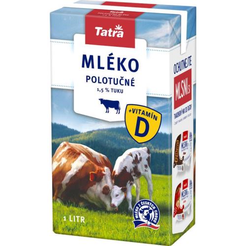 Mléko 1 l polotučné trvanlivé 1,5%