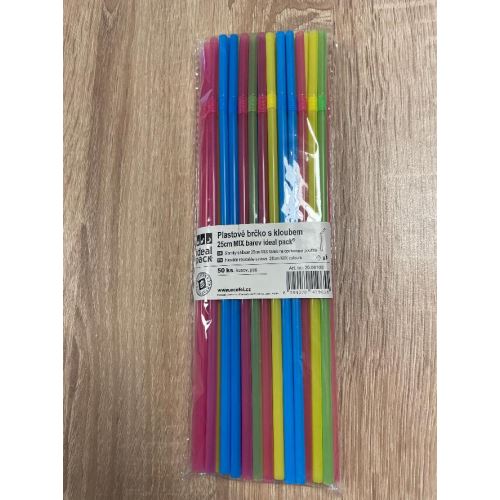 Brčka plastová barevná kloubová znovu použit. 250KS/25cm (6852)