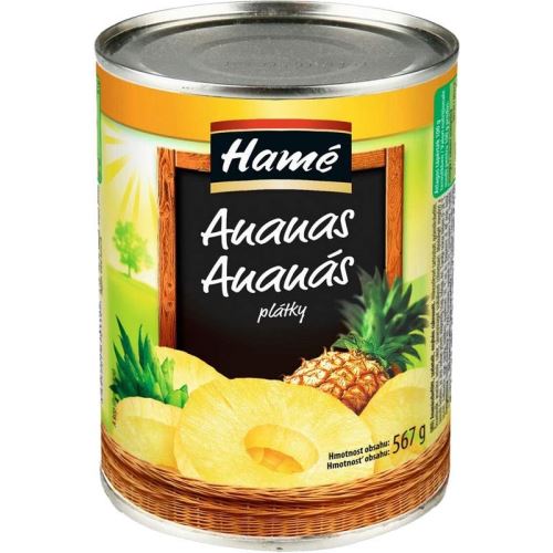 Kompot ananas plátky 565g  plech