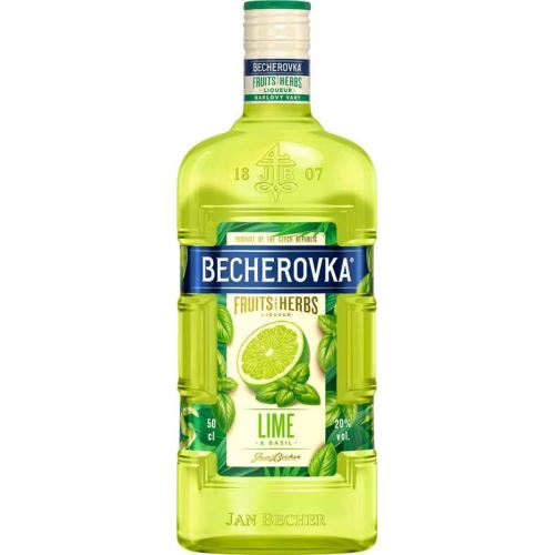 Likér Becherovka Karlovarská Lime&Basil 20% 0,5 l