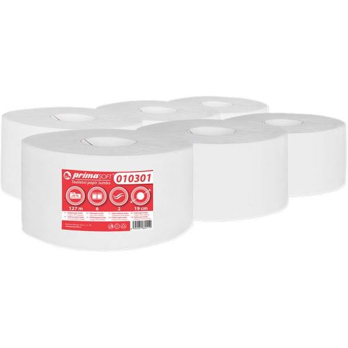 Toaletní papír 2VR Jumbo 19cm bílé