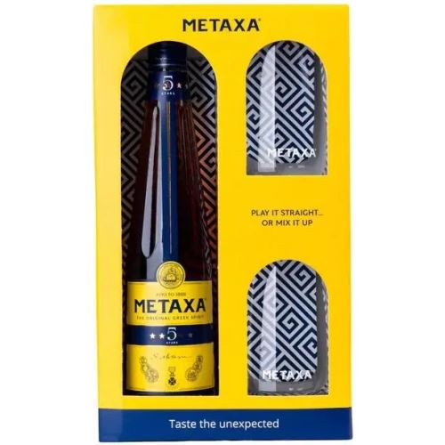 Brandy Metaxa  5* 38% 0,7 l + 2x sklo krabička