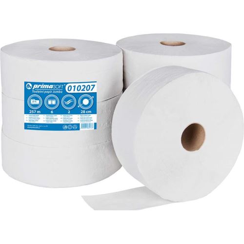 Toaletní papír 2VR Jumbo 26/28 cm bílé/75% bělost/
