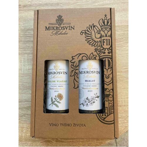 Ryzlink vlašský + Merlot 0,75 l pozdní sběr  Mikrosvín krabička